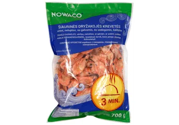 Šaldytos virtos šiaurinės krevetės NOWACO su kiautais, 700 g