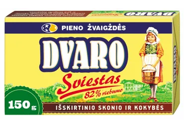 Saldžios grietinėlės DVARO sviestas, 82 % rieb., 150 g