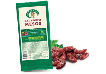 Šaltai rūkytos dešrelės KAI NORISI MĖSOS, 180 g