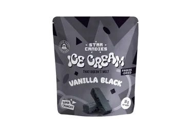 Šaltyje džiovinti juodi vaniliniai ledai STAR CANDIES, 16 g