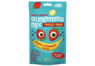 Šaltyje džiovintų bananų ir braškių mišinys SUMMMER, 25 g