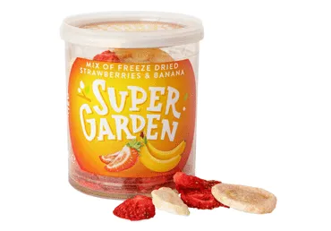 Šaltyje džiovintų braškių ir bananų mišinys SUPERGARDEN, 28 g