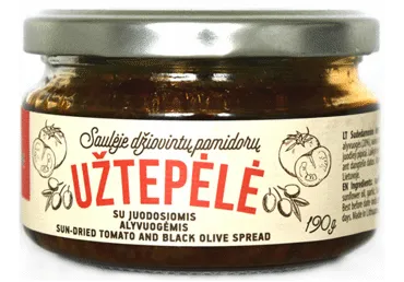Saulėje džiov. pomidorų ir juodųjų alyvuogių užtep. SKANOVĖ, 190 g