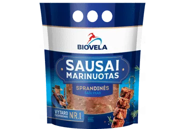 Kiaulienos sprandinės šašlykas BIOVELA, sausai marinuotas, 800 g