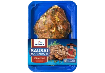 Sausai marinuoti ISPANIŠKI kiaulienos sprandinės kepsneliai BIOVELA, 400 g