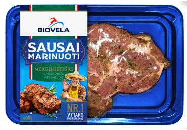 Sausai marinuoti MEKSIKIETIŠKI kiaulienos sprandinės kepsneliai BOVELA, 400 g