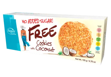Sausainiai BOGUTTI su kokos., be pridėt. cukr., su saldikl., 135 g