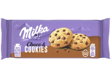 Sausainiai MILKA CHOCO COOKIES su pieninio šokolado gabal., 135 g