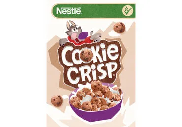 Sausainių formos dribsniai NESTLE COOKIE CRISP, šokolado sk., 375 g