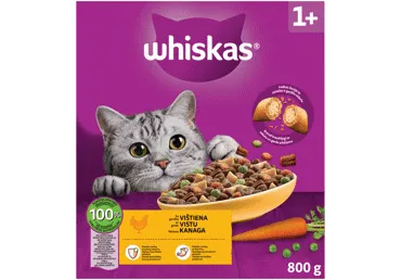 Sausas kačių ėdalas WHISKAS su vištiena, 800 g
