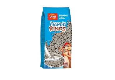 Sausi pusryčiai OHO HAPPY RINGS su sutirštintu pienu, 175 g