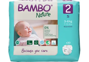 EKO sauskelnės BAMBO NATURE 2 3-6 kg, 30 vnt.