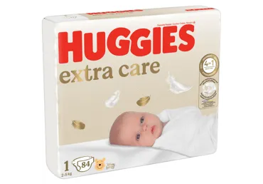 Sauskelnės HUGGIES EXTRA CARE 1, 2-5 kg, 84 vnt.