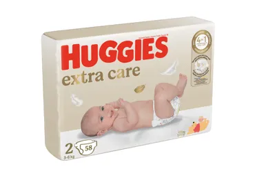 Sauskelnės HUGGIES EXTRA CARE 2, 3-6 kg, 58 vnt.