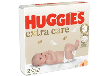 Sauskelnės HUGGIES EXTRA CARE 2, 3-6 kg, 82 vnt.