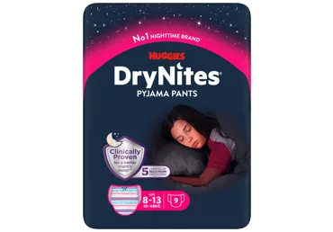 Sauskelnės-kelnaitės HUGGIES DRYNITES GIRL 8-13, 30-48 kg, 9 vnt.
