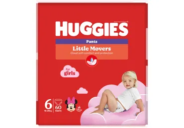 Sauskelnės-kelnaitės HUGGIES PANTS (6)mergaitėms (15-25 kg), 60 vnt.