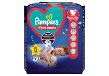 Sauskelnės-kelnaitės PAMPERS Night Pants, Value Pack, 5 dydis, 22 vnt.