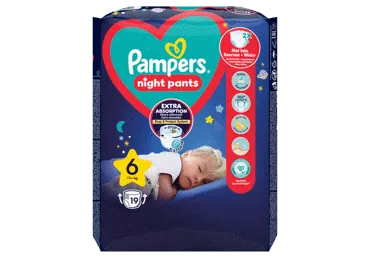 Sauskelnės-kelnaitės PAMPERS Night Pants, Value Pack, 6 dydis, 19 vnt.