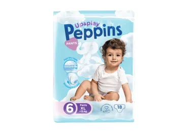 Sauskelnės-kelnaitės PEPPINS UP & PLAY 6 (15+ kg), 18 vnt.