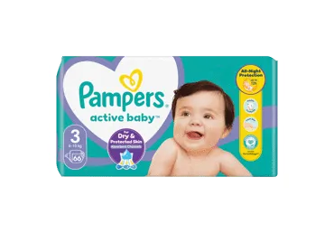 Sauskelnės PAMPERS Active Baby, Maxi Pack, 3 dydis, 66 vnt.