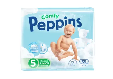 Sauskelnės PEPPINS COMFY 5, 11-16 kg, 35 vnt.