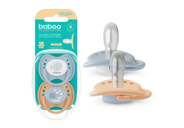 Silikon. simetr. čiulptukas BABOO CALMY BLUE HAZE (6+ mėn.), 2 vnt.