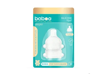 Silikoninis žindukas tirštiems skysčiams BABOO, 6+ mėn., 2 vnt.