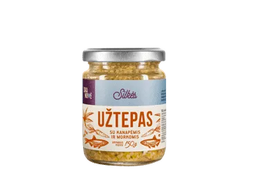Silkės užtepas su kanapėmis ir morkomis, 150 g