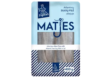 Siļķu fileja Matjes eļļā ZIGMAS 400g