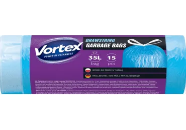 Šiukšlių maišai VORTEX DRAWSTR BLUE, 35 l, 15 vnt., 1 vnt.