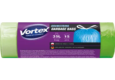 Šiukšlių maišai VORTEX DRAWSTR GREEN, 35 l, 15 vnt., 1 vnt.