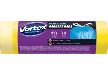 Šiukšlių maišai VORTEX DRAWSTR YELLOW, 35 l, 15 vnt., 1 vnt.