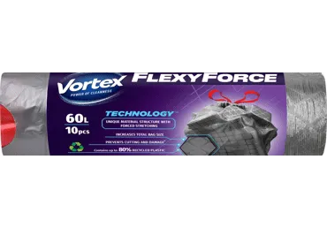 Šiukšlių maišai VORTEX FLEXY DRAWSTR, 60 l, 10 vnt.