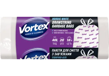 Šiukšlių maišai VORTEX N'WHITE DRAWSTR 40 l, 1 vnt.