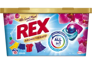 Skalbimo kapsulės REX POWER CAPS AROMATHERAPY COLOR, 13 skalbimų