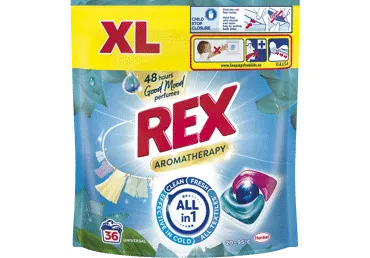 Skalbiamosios kapsulės REX POWER CAPS AROMATHERAPY WHITE, 36 vnt.