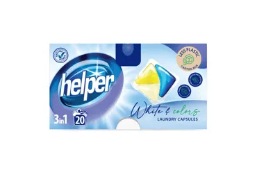 Skalbimo kapsulės HELPER WHITES+COLORS, 20 vnt., 20 vnt.