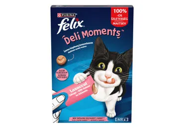 Skanūs skystieji užkandžiai katėms „FELIX® Deli Moments™“ su lašišomis, 4 x 10 g paketėliuose