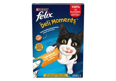 Skanūs skystieji užkandžiai katėms „FELIX® Deli Moments™“ su vištiena, 4 x 10 g paketėliuose
