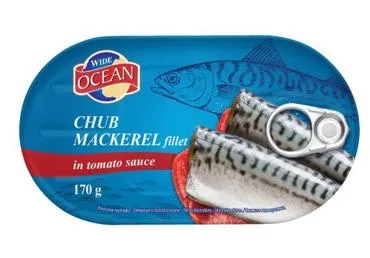Skumbrių filė WIDE OCEAN pomidorų padaže, 170 g