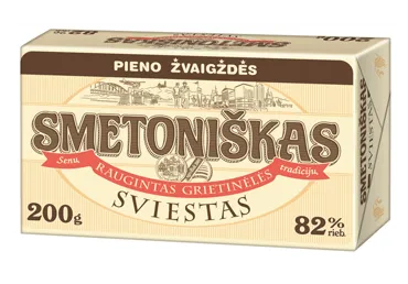 SMETONIŠKAS sviestas, 82 % rieb., 0.2 kg