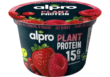 Sojų produktas ALPRO PLANTPROTEIN, raudonųjų uogų skonio, 200 g