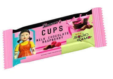 Šokolādes krūzītes ar aveņu krēmu YUMMER'S Squid Game 40g