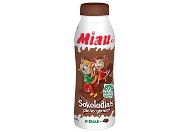 Šokoladinis pieno gėrimas su mažiau cukrų MIAU, 2,6% rieb., 450 ml
