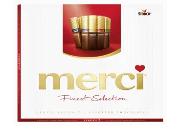 Konfekšu kārba MERCI melnās šokolādes 250g