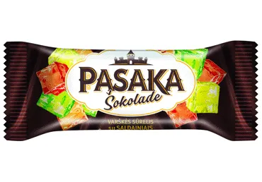 Šokoladu glaistytas varškės sūrelis PASAKA su saldainiais, 19 %, 40 g