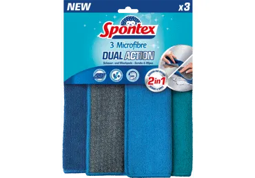 Spontex mikropluošto šluostės Dual Action, 3 vnt.
