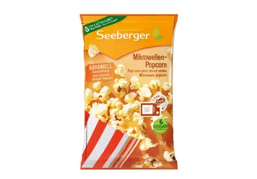 Spraginamieji kukurūzai SEEBERGER, karamelės skonio, 90 g