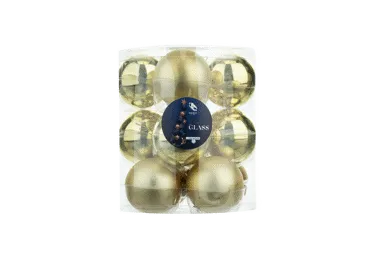 Ziemassvētklu eglīšu rotājumi stikla 12gb.6cm